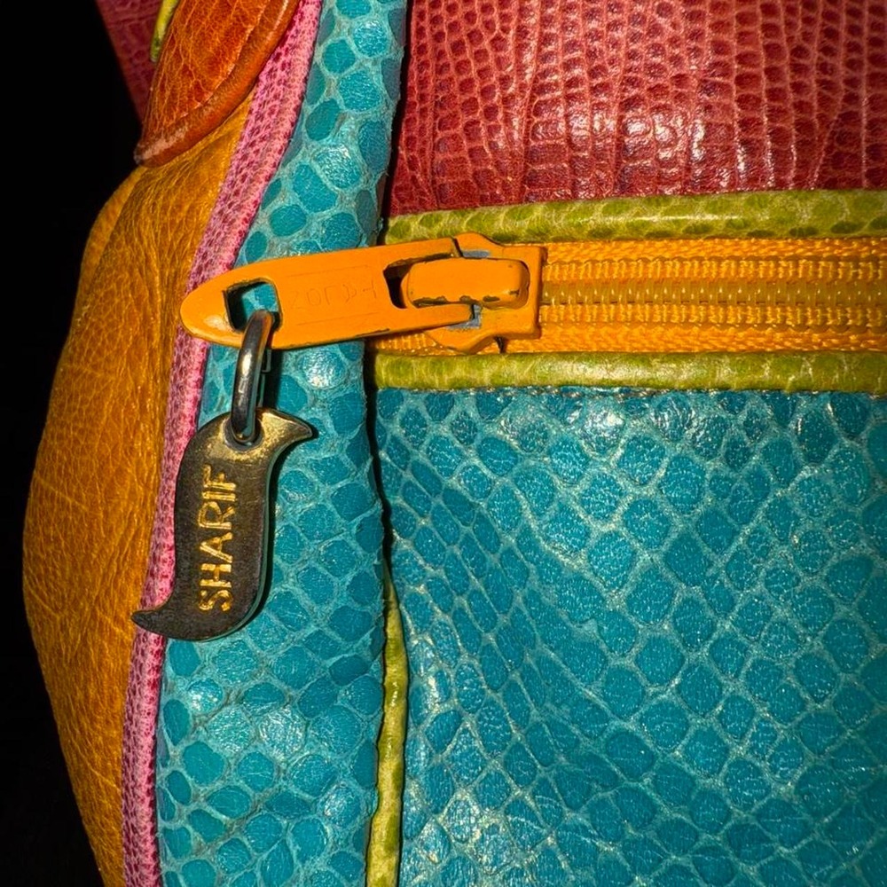 vintage Sharif multicolor patchwork leather shoulder/hobo bag - Picture 6 of 8